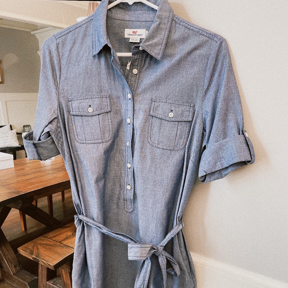 Vineyard Vines Oxford Shirt Dress Nautical Navy